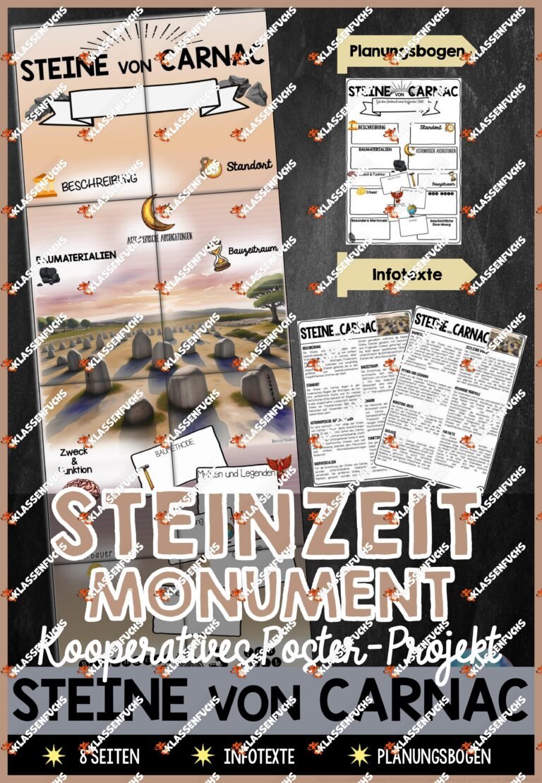 Steinzeit Poster-Projekt | Steine von Carnac – Kooperative Übung + Klassendekoration